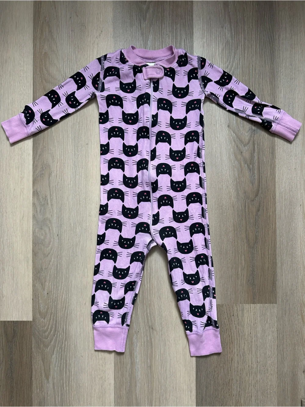 Hanna Andersson Pink Cat Face Footless Sleep Pajamas Halloween Organic Cotton